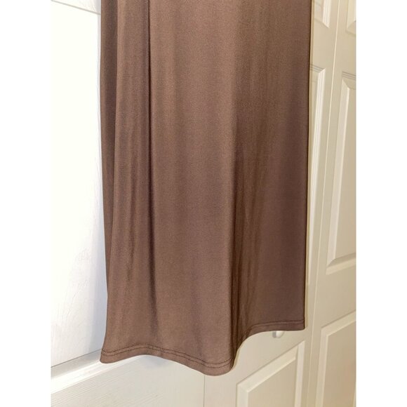 Elegant Brown Sleeveless Dress With Matching Sheer Jacket Embellished Neckline W - Picture 4 of 9